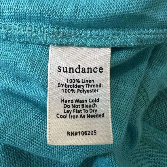 Sundance Shift Dress Size Small Blue 100% Linen Floral Embroidery Sleeveless - Picture 4 of 7